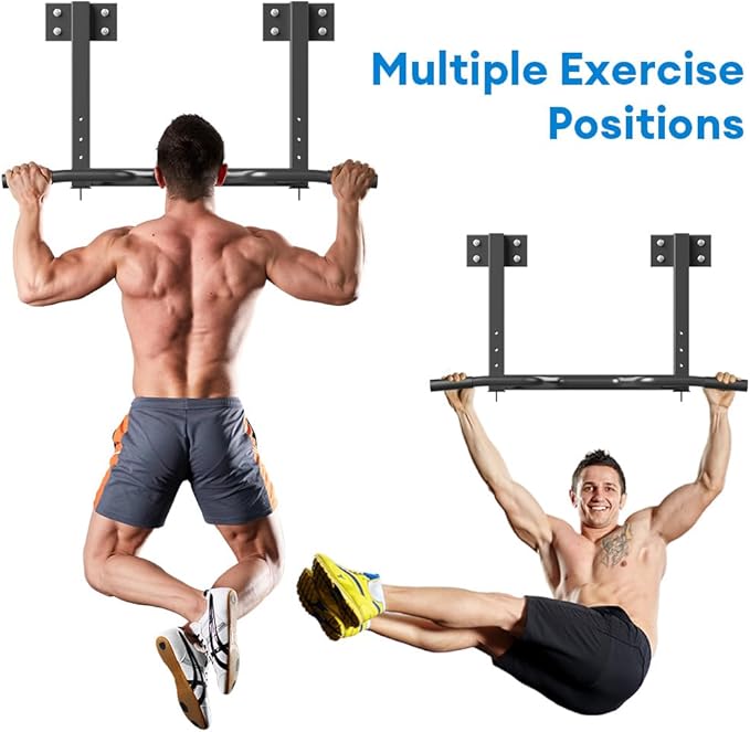 Wall Mount Pull Up Bar, Joist Mount Pull Up Bar, Beam and Rafter Mounted Chin Up Bar for Home Gym With Wood Mount and Wall Mount Screws