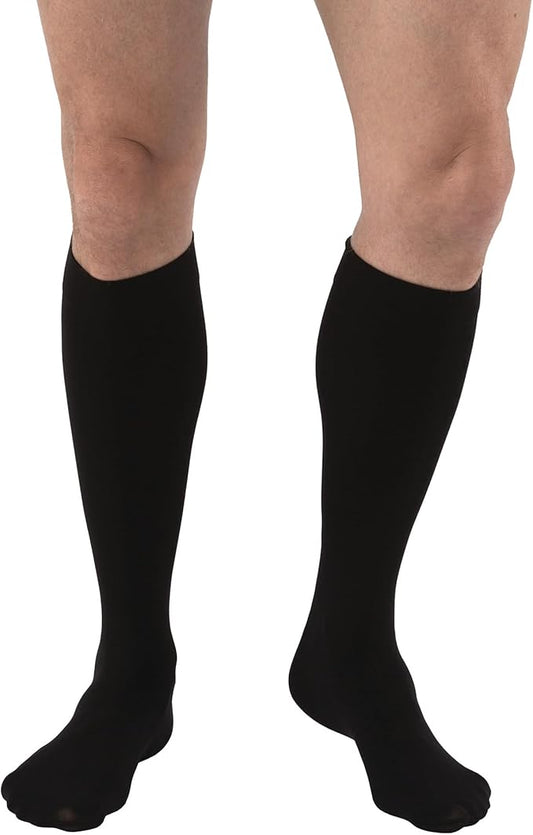 JOBST Relief Knee High Graduated Compression Socks, 15-20 mmHg - Comfortable Unisex Design - Closed Toe, Black, Petite Large Full Calf