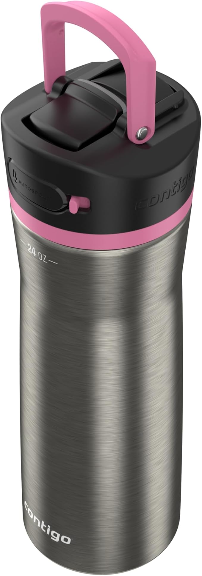 Contigo Ashland Water Bottle, 24 oz, Stainless Steel w/Azalea