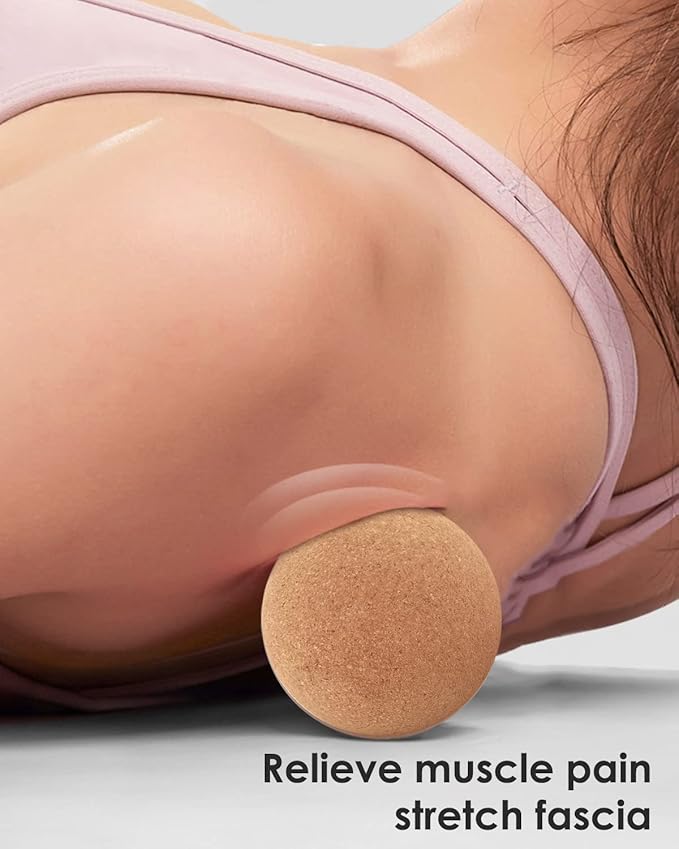 KITWILD Cork Massage Ball - High Density Fine Particles for Deep Tissue Muscle Massage, Myofascial Release, and Yoga Therapy - 2.5 Inch Lightweight Lacrosse Ball