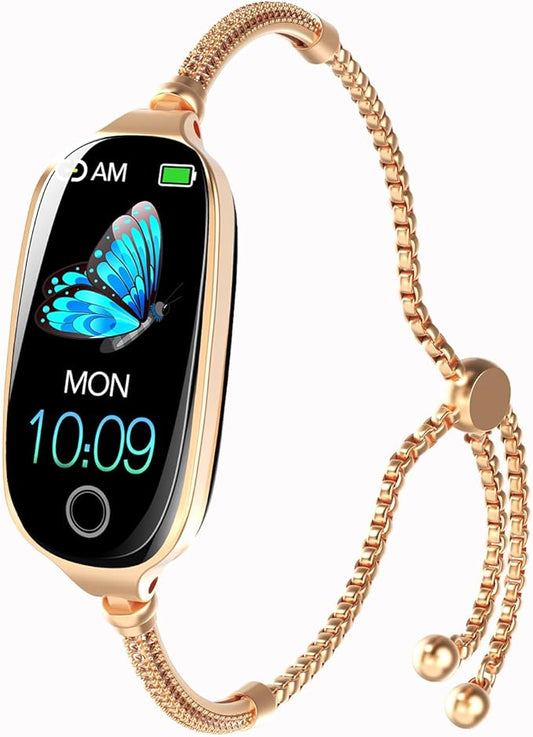 Yihou Fitness Trackers for Women Smart Watch Fitness Watch with Sleep Monitoring Heart Rate Monitor Step Counter Female Health Multiple Sport Modes for Android iOS Chain Gold