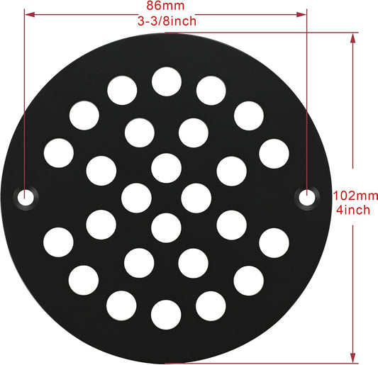 4-Inch Screw-in Shower Strainer Drain Cover Replacement Floor Strainer(Black)