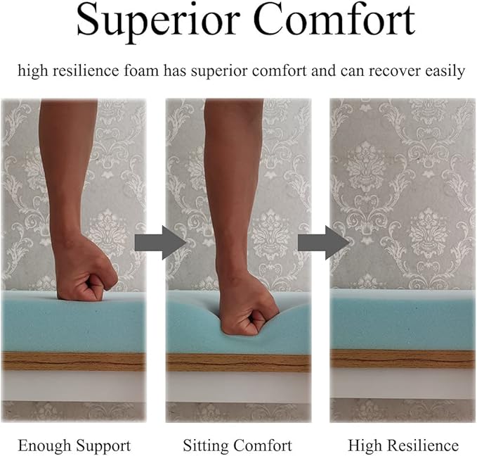 Bench Seat Memory Foam Chair Pads Non-Slip Rubber Back Indoor Swing/Settee Cushion 45 x 18 inch