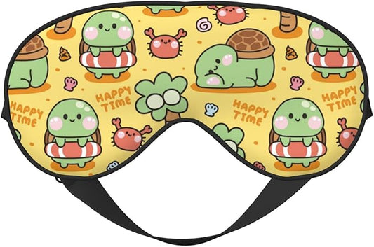 Sleep Eye Mask Cute Turtle Cartoon Marine Animal Sleep Mask for Women Men Comfortable Eye Mask with Adjustable Strap Soft Eye Cover Blindfold for Travel Yoga Nap Shift Work