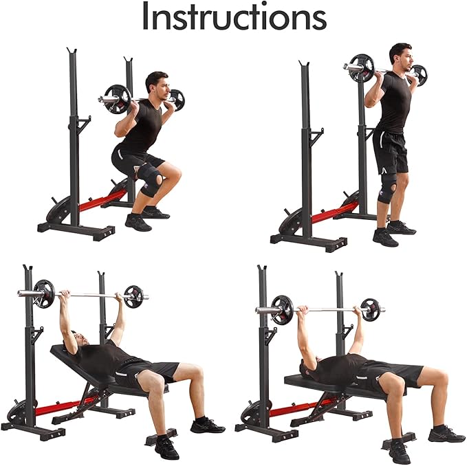 CANPA Adjustable Squat Rack Stand Multi-Function Barbell Rack Weight Lifting Gym Dumbbell Racks Home Gym Bench Press Rack Dumbbell Racks Stands 600Lbs