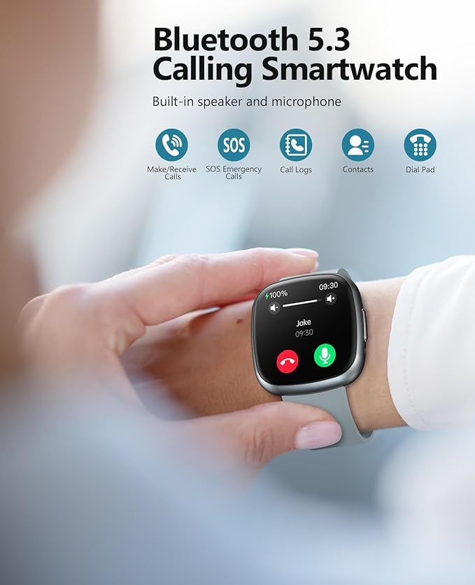 Smart Watches for Men Women with Bluetooth Call 1.72" HD Touch Screen Fitness Watch with Heart Rate/Sleep Monitor,100+ Sports Modes Fitness Tracker Smartwatch with IP68 Waterproof for Android iOS,Grey