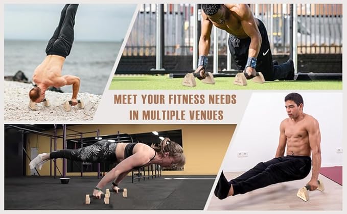 Wooden Parallettes Push Up Bars, 2 PCS Wood Calisthenics Bars with Non-Slip Base, Pushup Handles for Floor Home Fitness, Workout Equipment for Men and Women Strength Training
