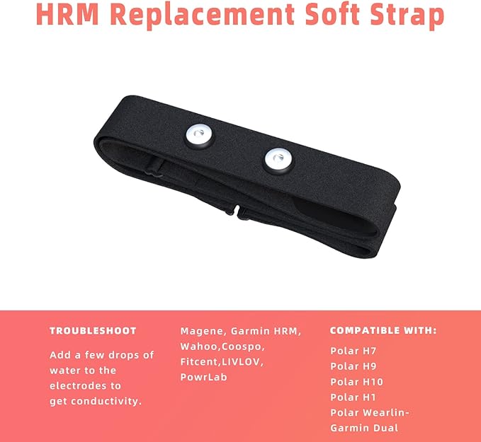 FITCENT Heart Rate Monitor Chest Replacement Strap Compatible with Polar H10 H9 H7, Adjustable Soft HR Belt Work for Polar Heart Rate Sensor Garmin HRM200
