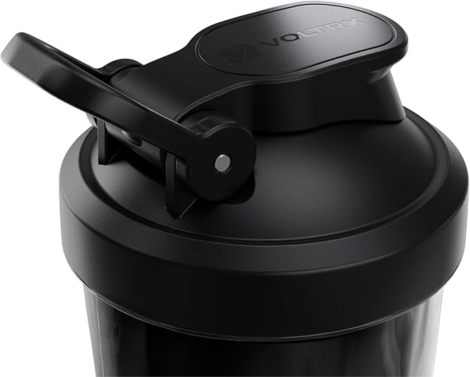 VOLTRX VortexBoost Electric Shaker Bottle, USB C Rechargeable Protein Shake Mixer, Shaker Cups for Protein Shakes and Meal Replacement Shakes, BPA-Free, Made with Tritan, Black
