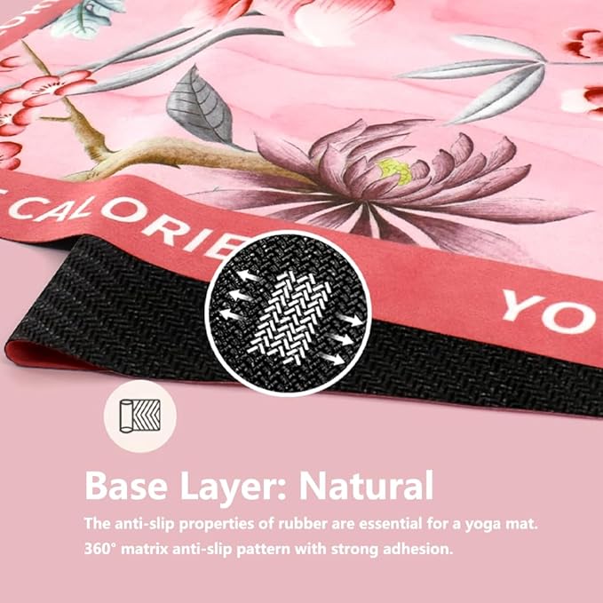 Hot Yoga Mat Towel – Non-Slip, Absorbent & Lightweight Yoga Mat Towel, 72"x26.7", Ultra-Thin 0.04", Floral Design, Microfiber & Rubber, Foldable, Perfect for Hot Yoga, Pilates & Gym