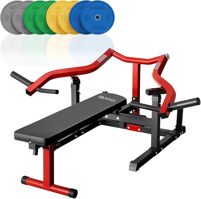 GMWD Chest Press Machine, 1050LBS Bench Press Machine with Independent Converging Arms, Adjustable Flat Incline Bench for Chest, AB Workouts, Shoulder Home Gym Equipment, V1