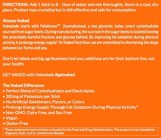 Nakedade Citrus – Performance Enhancing Sports Drink Powder - Electrolyte Powder – No GMOs or Artificial Sweeteners, Gluten-Free, Soy-Free, Dairy-Free –