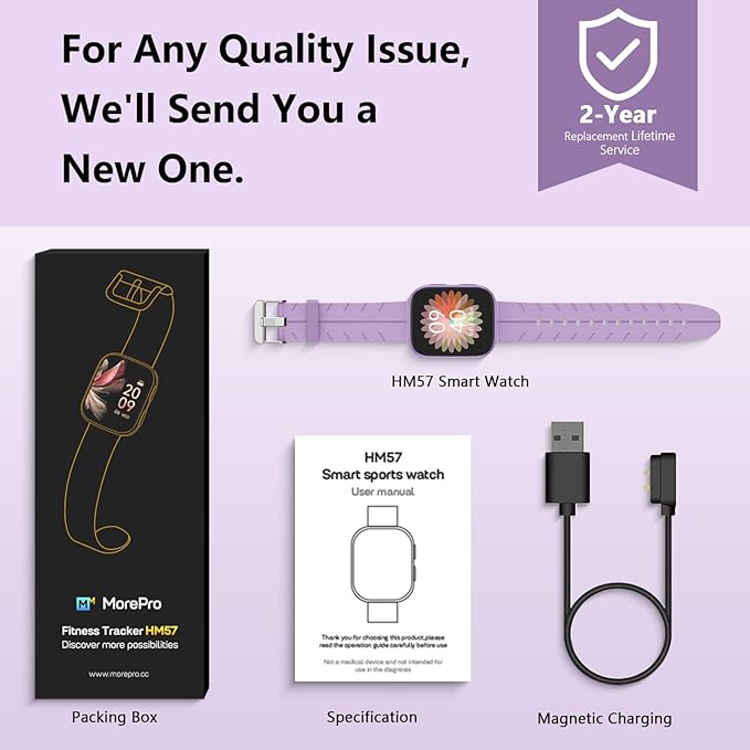 MorePro Health Fitness Tracker with 24/7 Heart Rate/Blood Pressure Monitor, Blood Oxy-gen/Sleep Tracking, 120+ Sports Activity Tracker, Smart Watch (Make/Answer Call) with Step Counter for Women Men