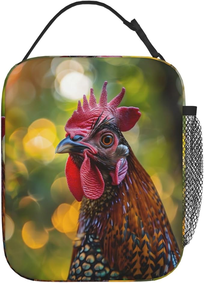 Insulated Lunch Box for Women Men, Rooster Theme Lunch Box Reusable Portable Lunch Bag Cooler Tote Waterproof Lunch Container for Office Picnic Work Travel