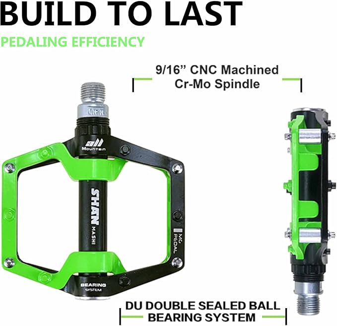 Bicycle Pedals-Aluminium Alloy Bicycle Pedals-Mountain Bike Pedals with Removable Non-Slip Studs 9/16