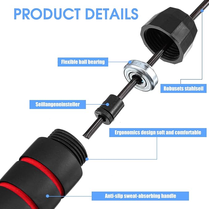 16 Pieces Jump Ropes for Fitness with Ball Bearings Speed Jumping Rope Adjustable Skipping Rope with Foam Handles Exercise Jump Rope for Men Women Cardio Training