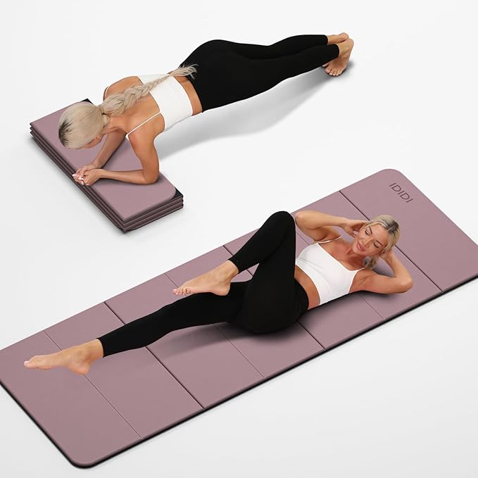 Foldable Yoga Mat Extra Thick 0.32 Inches Eco-Friendly POE Material, Non-Slip Design Fitness Mats, Multi-Purpose Workout Mats For Studio or Home Use (70 x 24 x 0.32 inches)