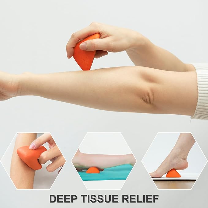 LEZER, Trigger Massage Point, Manual Massage Ball, Muscle Knots Relief Tool, Myofascial Release, Physical Therapy, Plantar Fasciitis, Set of 2 (Orange Trigger and Black Ball)