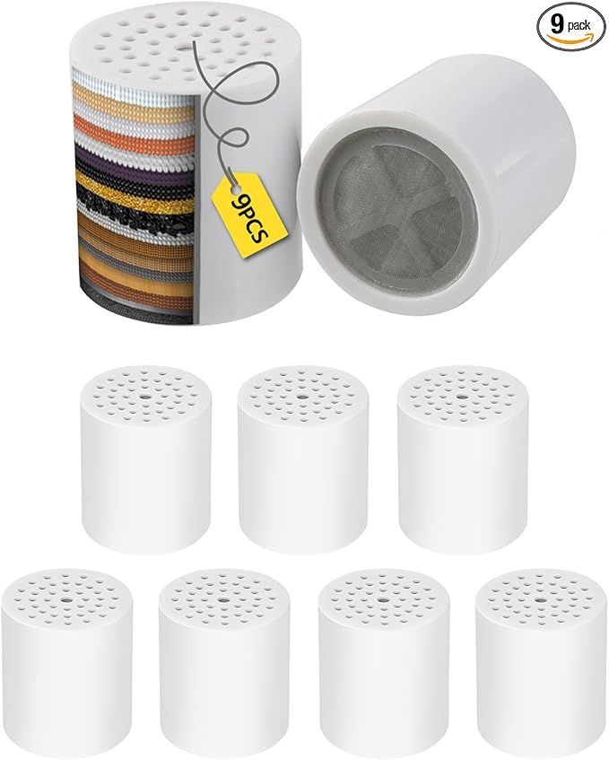 Universal Shower Filter Replacement Cartridge, 9 Pack 20 Stage Shower Head Filter for Hard Water, Microporous Pressurization High output Water Filter Compatible Similar Design, 10000 Gallons 3 Month