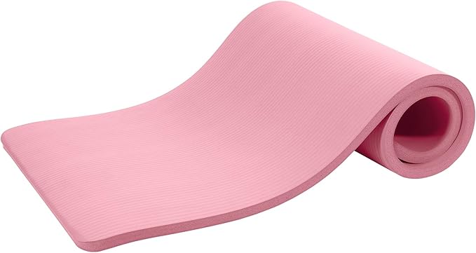 BalanceFrom 1-Inch Thick High-Density Exercise Yoga Mat, Non-Slip Workout Mat with Carry Strap for Men & Women, Ideal for Pilates, Stretching & Floor Exercises at Home or Gym, Multiple Color