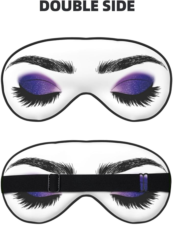 Sleep Eye Mask Purple Eyeshadow Eyelash Sleep Mask for Women Men Comfortable Eye Mask with Adjustable Strap Soft Eye Cover Blindfold for Travel Yoga Nap Shift Work
