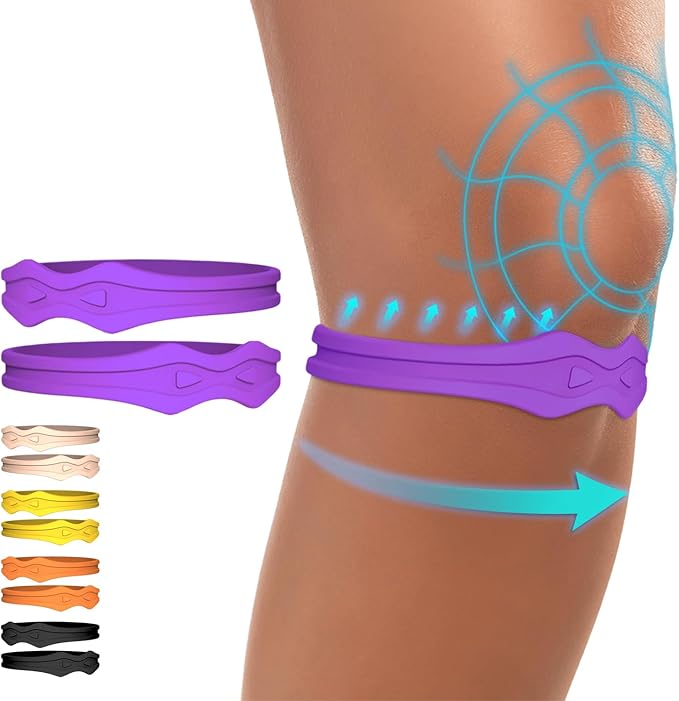 Fitgeno Knee Strap Patella Support: Knee Band for Patellar Tendon Pain Relief - Knee Brace for Tendonitis Jumpers Running Sports Basketball Men Women 2 Packs (Purple)