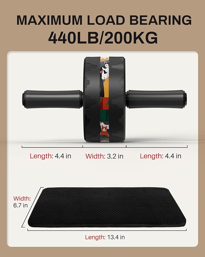 VINSGUIR Ab Roller Wheel, Abs & Core Workout Equipment for Home Gym with Knee Pad Accessories, Abdominal Wheel for Full-body Strength Training