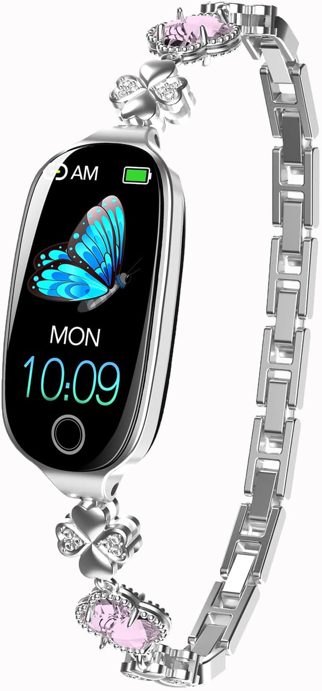 Yihou Fitness Trackers for Women Smart Watch Fitness Watch with Sleep Monitoring Heart Rate Monitor Step Counter Female Health Multiple Sport Modes for Android iOS Diamond Silvery