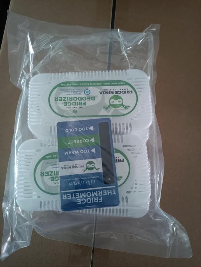 Fridge Ninja Fridge Deodorizer (4 Pack) - More Effective Than Baking Soda - Natural and Unscented Activated Charcoal Refrigerator Deodorizer and Odor Eliminator for Freezers, Coolers, and Lunch Boxes