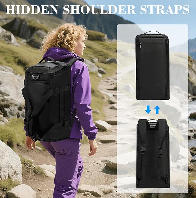 Gym Bags for Men and Women Sport Duffle Bag for Travel Carry on Duffel Bag with Shoe Compartment Dry and Wet Separation 35L Black(Upgrades)