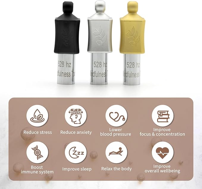 528 Hz Meditation Necklace Quit Smoking Necklace Breathing Frequency Sound Healing Device by Adjusting The Breathing for Anxiety & Stress Relief Mindfulness (Black)