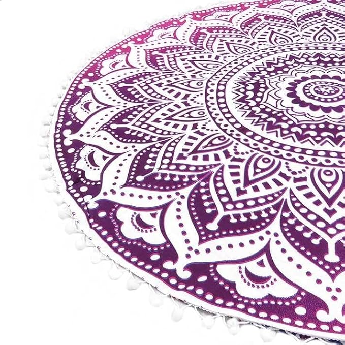 Eyes of India - 32" Purple Pink Round Colorful Floor Meditation Pillow Cover Cushion Seating Throw Mandala Hippie Bohemian Accent Beach Indian Boho Chic Dog Bed Handmade Cover ONLY