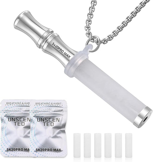 Breathe Free Necklace with Filter, Anxiety & Stress Relief Breath Tool for Meditation, Mindfulness and Relaxation,Natural Stone Breathing Necklace, Portable Wellness Gift for Adults