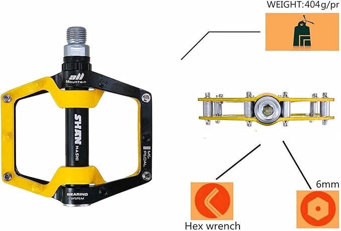 Bicycle Pedals-Aluminium Alloy Bicycle Pedals-Mountain Bike Pedals with Removable Non-Slip Studs 9/16
