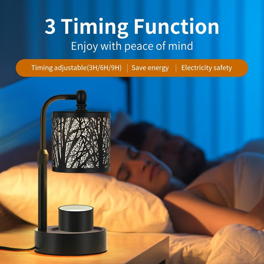 Tree Candle Warmer Lamp, LED Colors Changing Candle Warmer with Adjustable Height, Timer, Bedroom Living Room Home Decor Wax Melting Warmer for Jar Candles (Black)