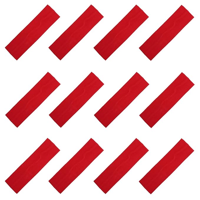 Kenz Laurenz Soft and Stretchy Elastic Cotton Headbands, Pack of 12, Red