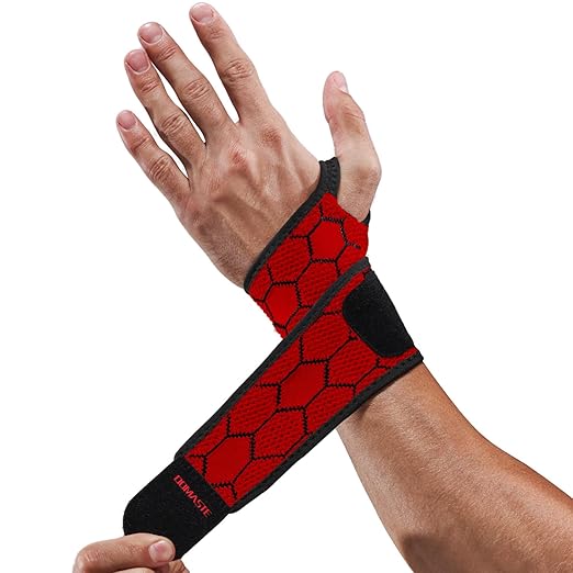 Sport Slim Wrist Wrap - Wrist Brace for Carpal Tunnel Relief, Neoprene-Free Compression Wrist Support for Workout, Adjustable Wrist Guards Fit Right Left Hand (Raspbery Red, Pack of 1)
