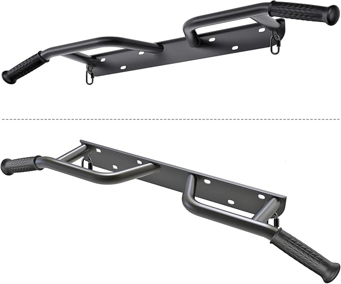 SELEWARE Heavy Duty Wall Mounted Doorway Pull Up Bar Fully Welded Multifunctional Chin Up Bar with Resistance Band Hooks & Ball Finger Training, 500LB Capacity Support Beam or Joist Mount