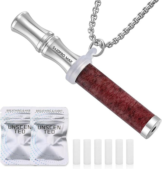 Breathe Free Necklace with Filter, Anxiety & Stress Relief Breath Tool for Meditation, Mindfulness and Relaxation,Natural Stone Breathing Necklace, Portable Wellness Gift for Adults