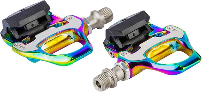 Bike Pedals Road Bike Pedals Ultralight Pedals Compatible with Shimano SPD-SL + Cleat Set + Cleat Covers, 3 in 1