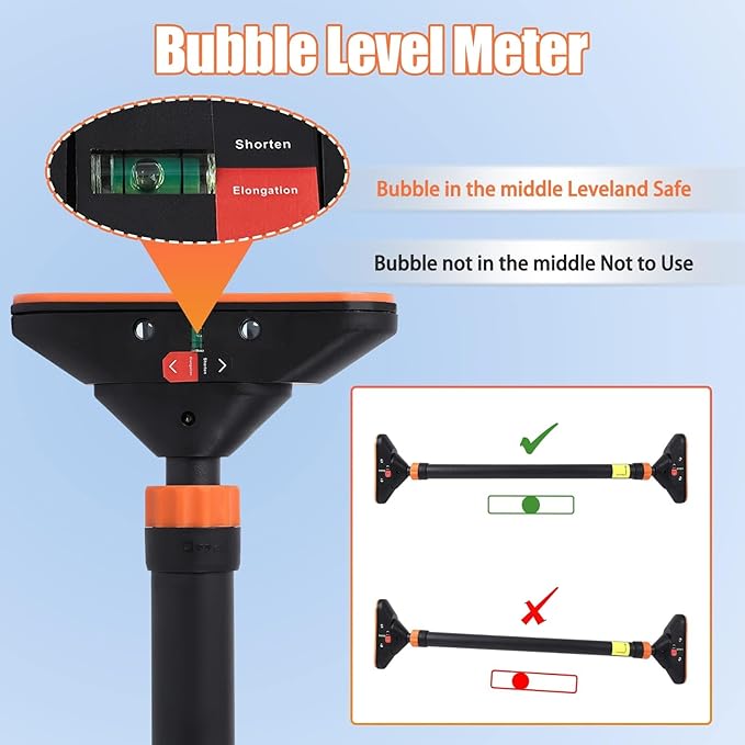 Pull Up Bar for Doorways, Chin Up Bar with Level Meter and Adjustable Width, Strength Training Bar No Screw Installation Needed