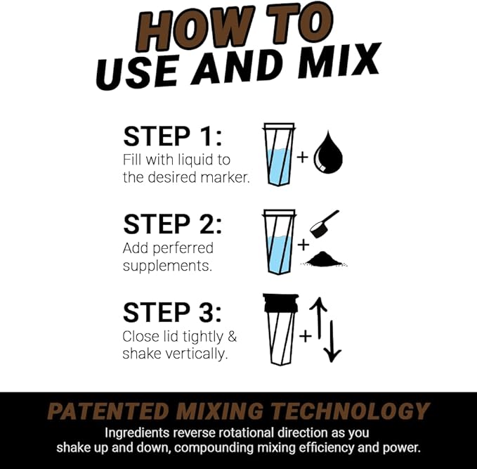 HELIMIX 1.5 Vortex Blender Shaker Bottle Holds Upto 20oz | No Blending Ball or Whisk | USA Made | Portable Pre Workout Whey Protein Drink Shaker Cup | Mixes Cocktails Smoothies Shakes | Top Rack Safe