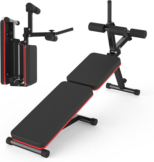Decline & Flat Bench, Foldable, Multi-Gear Adjustment, Full Body Workout, 660 lbs/300 kgs Capacity