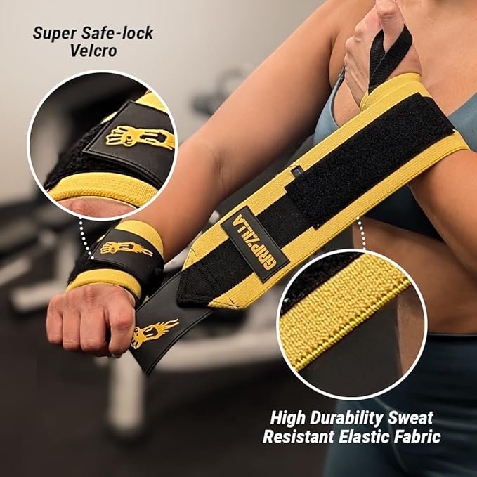 GRIPZILLA Wrist Wraps for Weightlifting Men/Women - Premium Lift Heavier Wrist Straps for Weightlifting, Gym, Carpal Tunnel Wrist Brace Weight Lifting Wrist Wraps with Thumb Loop for Powerlifting, Deadlift
