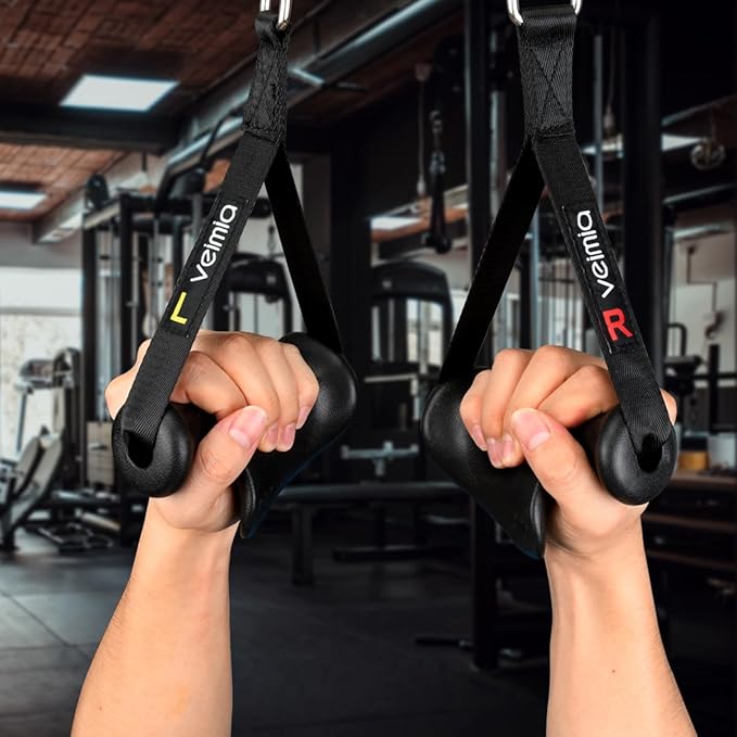 Ergonomic Gym Handles, Double D Row Handles, Cable Machine Handles for T-Row, Pullers, Resistance Bands, Gym Handles for Cables, Strength Trainers and Tricep Exercise Machine Attachments