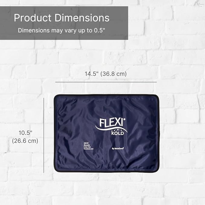 FlexiKold Gel Ice Packs (Standard Large: 10.5" x 14.5") for Injuries Reusable, Back Pain Relief, Knee Wrap, After Surgery, Ice Pack for Knee, Shoulder - 6300-COLD by NatraCure