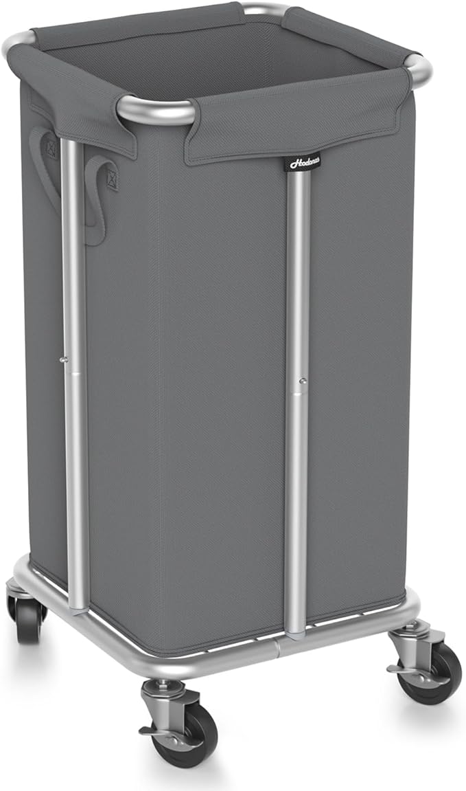 115L Laundry Basket with Wheels, 30 Gal. Rolling Laundry Hamper, Removable and Machine Washable Liner, Steel Frame, Tall Laundry Cart for Laundry Room, Bedroom, Bathroom, Dorm Storage -Gray