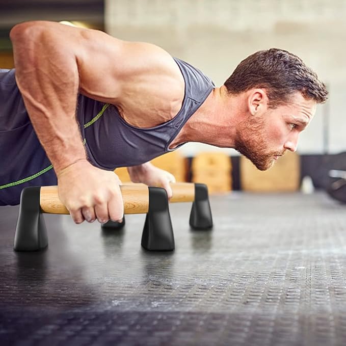 Push Up Bars, Wooden Push Up Handles for Floor, Sturdy Pushup Stands for Men & Women Home Gym Strength Training Equipment Fitness, Wood Pushup Bar Handle Grip, 2 Pack