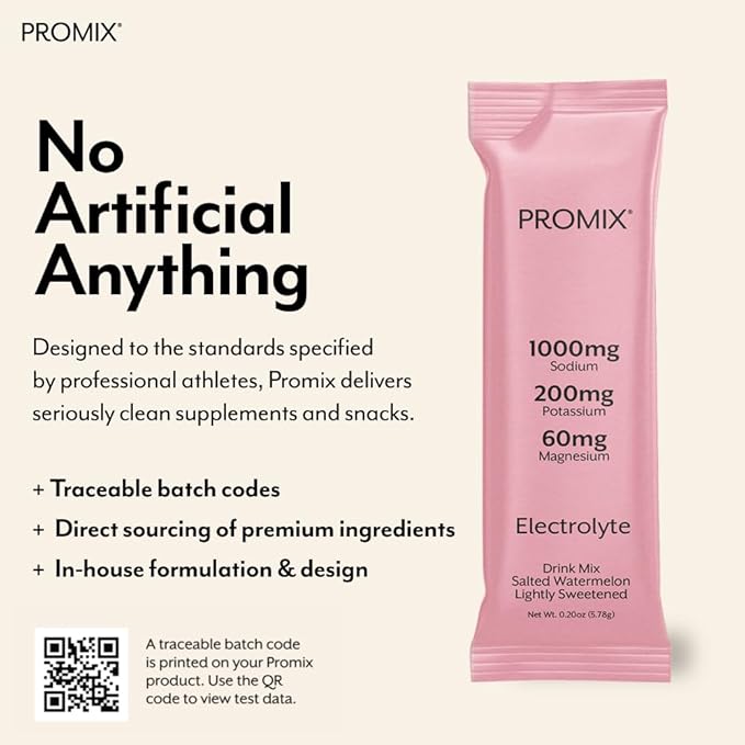 ProMix Nutrition Electrolytes Powder Hydration Packets - Himalayan Pink Salt, Magnesium, Potassium, Vitamin C - Salted Watermelon, Lightly Sweetened - 30 Servings (Pack of 30)