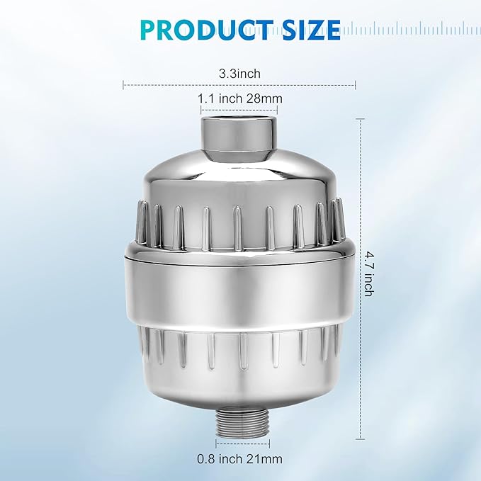 Shower Head Filter for Hard Water – 20 Stage + 7 Replacement Cartridges – Removes Chlorine, Fluoride, and Other Chemicals, Vitamin C, E & A Shower Filter for Glowing Skin & Hair